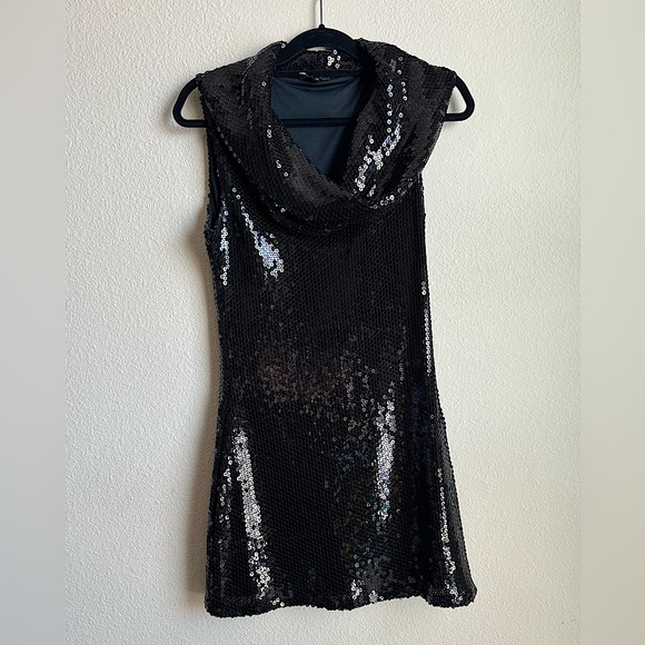XOXO BLACK  BEADED SLEEVELESS DRESS - Picture 1 of 8